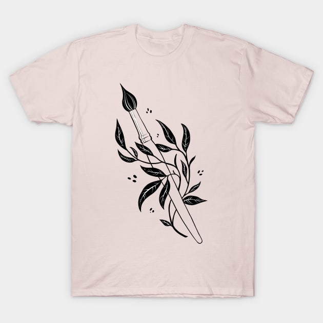 Paintbrush - Weapon of choice - on blush T-Shirt by Ellen Wilberg